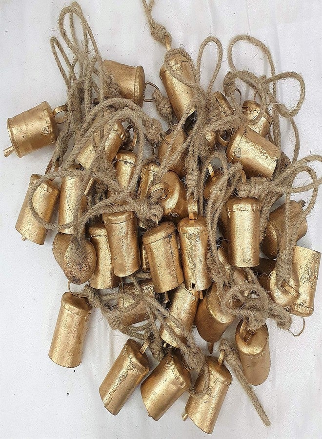 HIGHBIX Big 7cm Handmade Vintage Rustic Lucky Tin Cylinder Shaped Cow Bells Set of 30 Festive Décor Bells with Jute Rope - Image 3